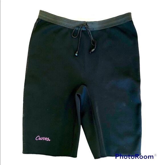 Curves Pants - Curves Black Spandex Compression Bike Shorts M Workout High Waist Gym Exercise